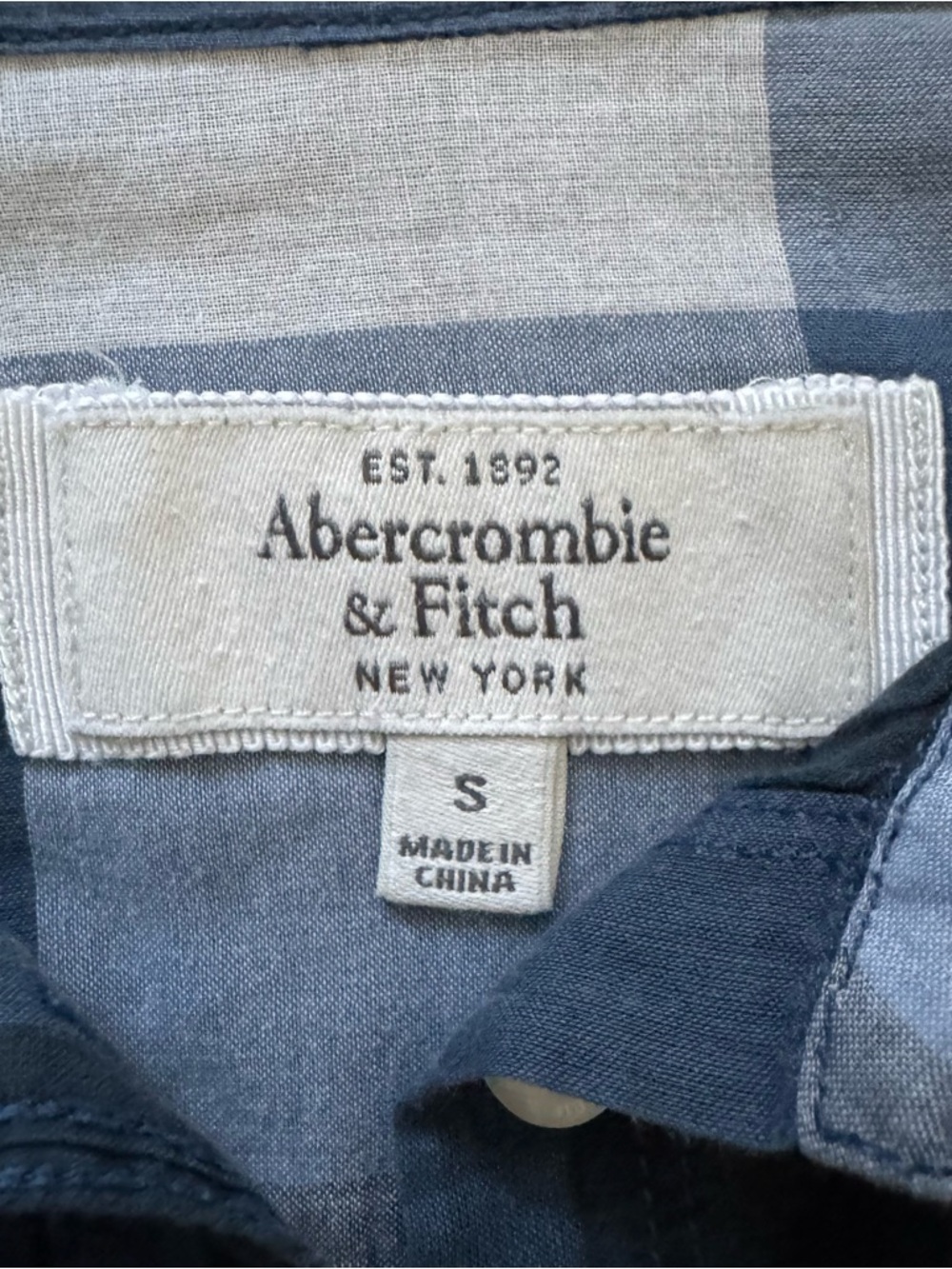 Abercrombie & Fitch Blue Plaid Sheer Button-Up Shirt Small - Picture 8 of 10